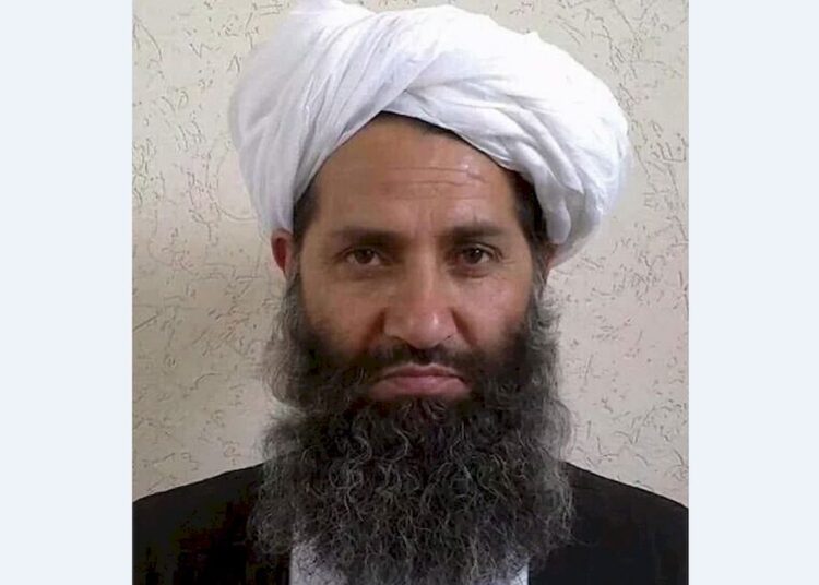Undated handout photograph released by the Afghan Taliban on May 25, 2016 shows, according to the Afghan Taliban, the new Mullah Haibatullah Akhundzada posing for a photograph at an undisclosed location.