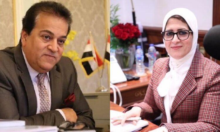 Khaled Abdel Ghaffar (L) and Hala Zayed