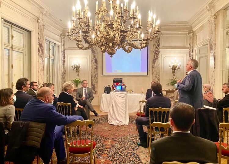 Egyptian Tourism and Antiquities Minister Khaled el Anani during a press conference held at the Egyptian embassy in Paris in which more than 25 French media representatives attended.