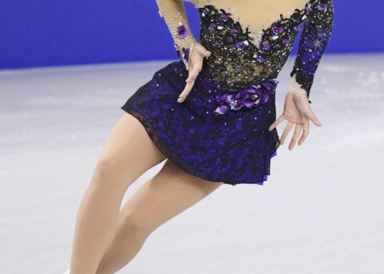 Mai Mihara of Japan performs in the women's free skating competition at the Asian Open Figure Skating, a test event for the 2022 Winter Olympics, in Beijing.