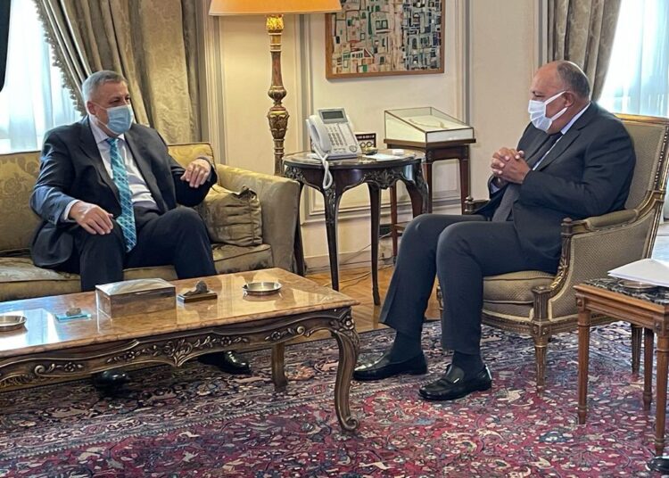 Egypt's FM holds talks with UN special envoy for Libya 1 - Egyptian Gazette Egyptian Foreign Minister Sameh Shoukry during his meeting with the United Nations Special Envoy for Libya Ján Kubiš on the latest developments in the north African Arab country.