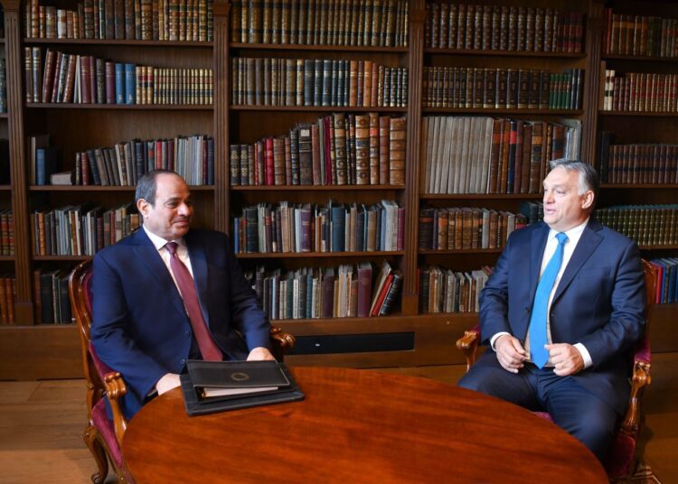President Abdel Fattah El Sisi during his talks with Prime Minister Viktor Orban on Budapest on Wednesday.