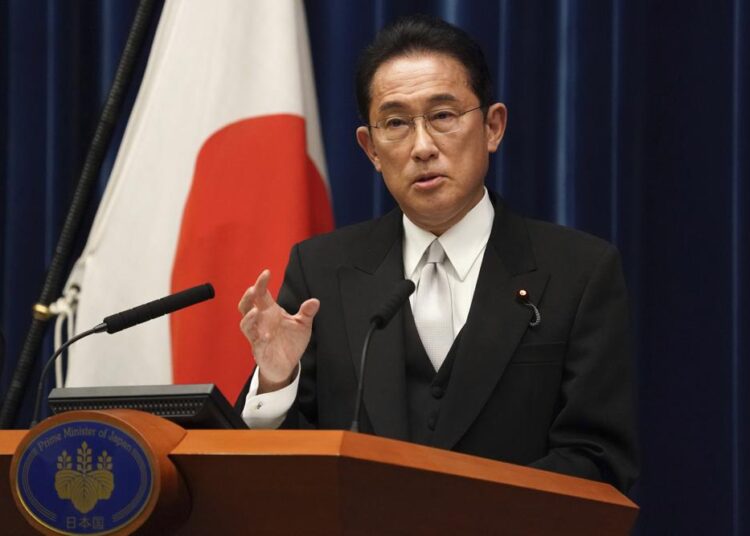 Fumio Kishida, Japan's prime minister, speaks during a news conference at the prime minister's official residence in Tokyo, Japan, Monday, Oct. 4, 2021. On Tuesday, Oct. 5, 2021, Japan's new Prime Minister Kishida held his first talks as Japanese leader with U.S. President Joe Biden and confirmed to strengthen their security alliance and cooperate in regional security in the face of growing challenges from China and North Korea.