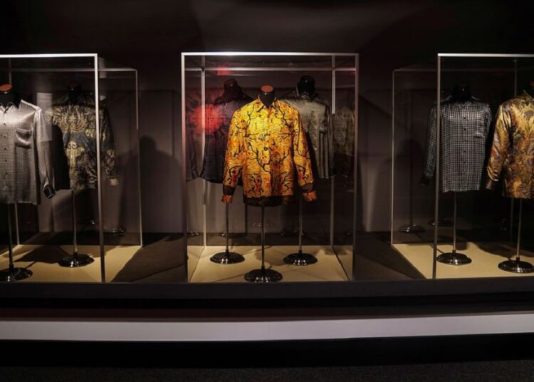 Shirts formerly belonging to Nelson Mandela that are going up for auction to raise funds for charity are pictured in the Manhattan borough of New York City, New York, US.