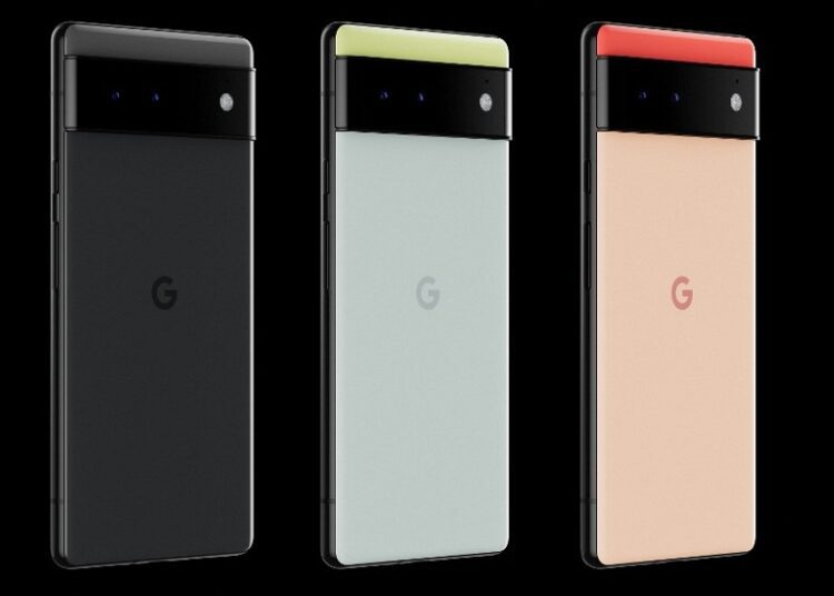 This undated and unlocated handout image courtesy of Google and released by Google Headquarters in Mountain View, California October 19, 2021 shows the Google Pixel 6 smartphone.