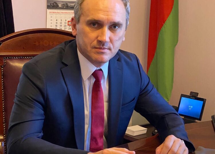 Belarusian Ambassador in Cairo Sergei Terentiev, posing for a photo during his interview with Egyptian Mail, the weekly edition of The Egyptian Gazette.