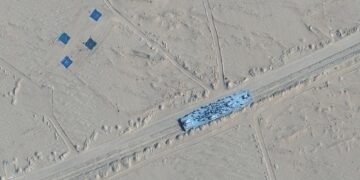 Satellite images show China built mock-ups of US warships 1 - Egyptian Gazette Satellite images show China built mock-ups of US warships