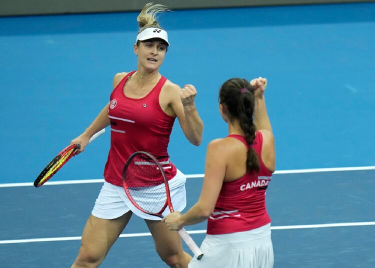 Canada stuns France at Billie Jean King Cup finals 1 - Egyptian Gazette Canada's Rebecca Marino (R) and Gabriela Dabrowski celebrate after defeating Alize Cornet and Clara Burrel of France in Prague, Czech Republic.