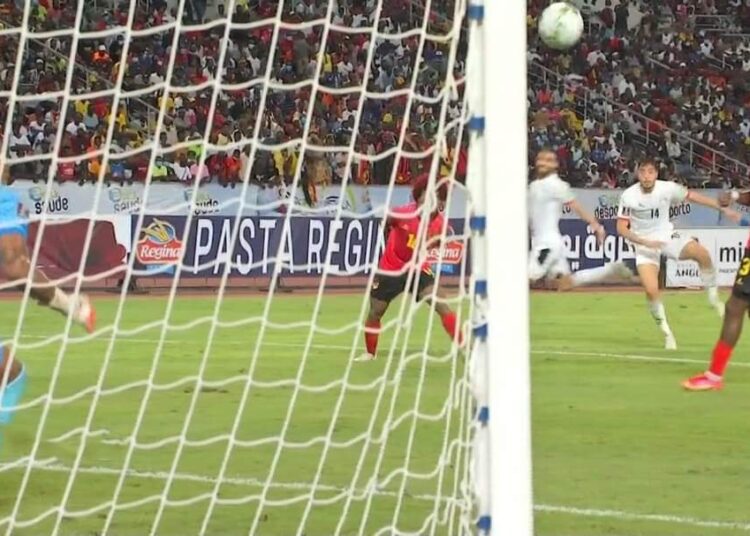Akram Tawfik scoring Egypt’s second goal.