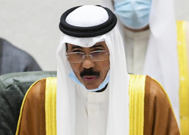 The Emir of Kuwait Sheikh Nawaf Al Ahmad Al Sabah performs the constitutional oath at the Kuwaiti National Assembly, in Kuwait, September 30, 2020.