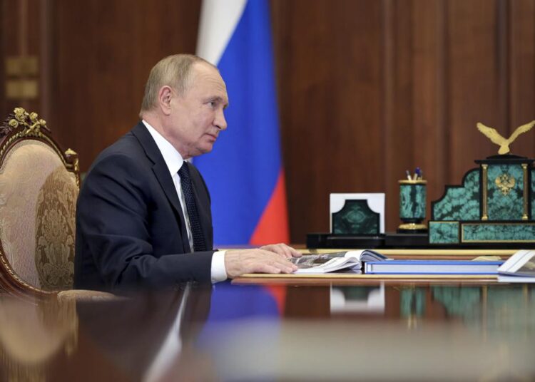 Russian navy test-fires hypersonic missile 1 - Egyptian Gazette Russian President Vladimir Putin attends a meeting the Kremlin in Moscow, Russia, on Monday, November 29, 2021.