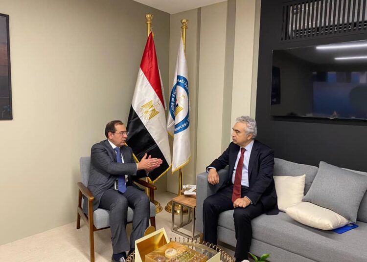 Petroleum Minister Tarek el-Mulla during his meeting with meeting with IEA Executive Director Fatih Birol.