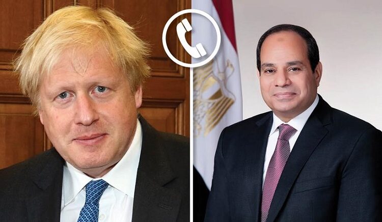 President Abdel Fattah El Sisi has received a phone call from British Prime Minister Boris Johnson to brief President Sisi on the latest developments as regards ongoing negotiations held within the framework of the UN Climate Change Conference (COP26) in Glasgow. (Photo courtesy of the Egyptian presidency official website)