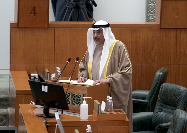 Kuwait's Prime Minister Sheikh Sabah al-Khalid al-Sabah speaks at the first parliament session held after elections, in Kuwait City, Kuwait December 15, 2020.