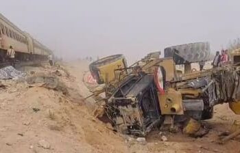 Passenger train collides with loader; no casualties reported