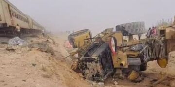 Passenger train collides with loader; no casualties reported