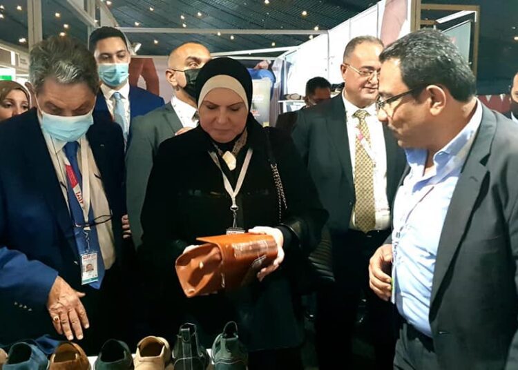 Minister of Trade and Industry Nivene Gamea during  a tour of Egypt's pavilion at the Intra-African Trade Fair (IATF) 2021 in Durban, South Africa.