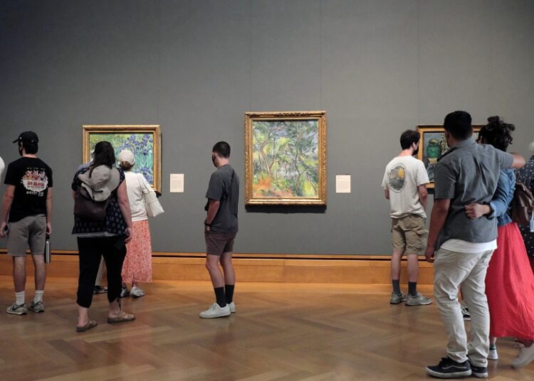 People visit the Getty Museum in Los Angeles, California, US July 28, 2021.