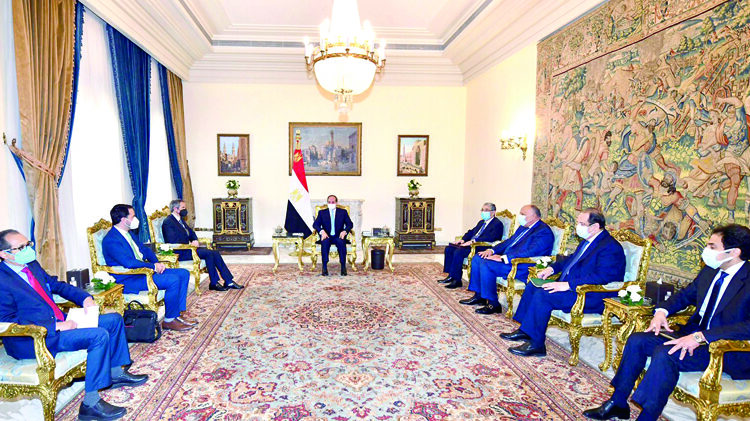 President Abdel Fattah El Sisi during his meeting on Thursday  with Mr Rafael Mariano Grossi, IAEA Director General.