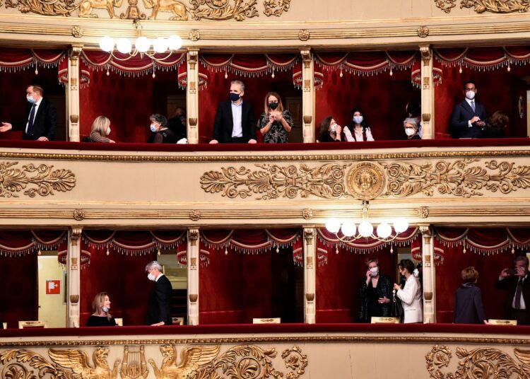 A File photo sowing people attend the re-opening of La Scala opera house after it was closed due to the coronavirus disease, in Milan, Italy, May 10, 2021.