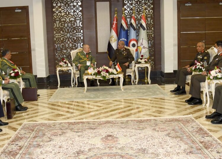 Minister of Defence and Military Production General Mohamed Zaki holding a series of bilateral meetings  on the sidelines of the third day of the EDEX-2021 exhibition.