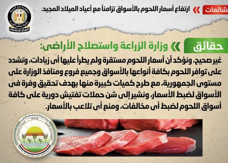 The media center of the Egyptian government denied reports that meat price has went high due to Copts' celebrations of Christmas.