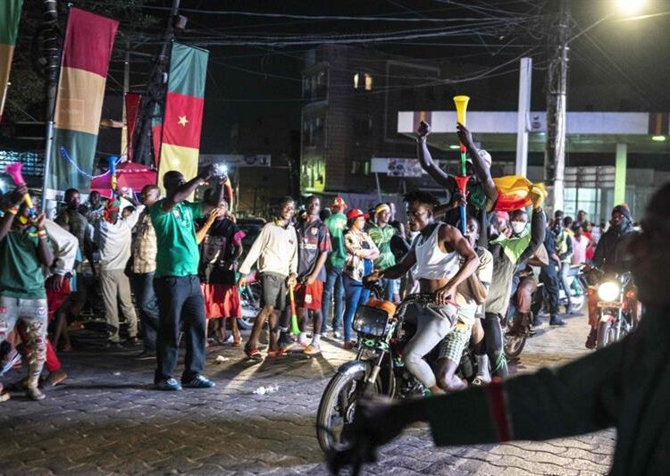 Cameroon s fans celebrate in Douala, western Cameroon, on January 24, 2022, after Cameroon won the African Cup of Nations.