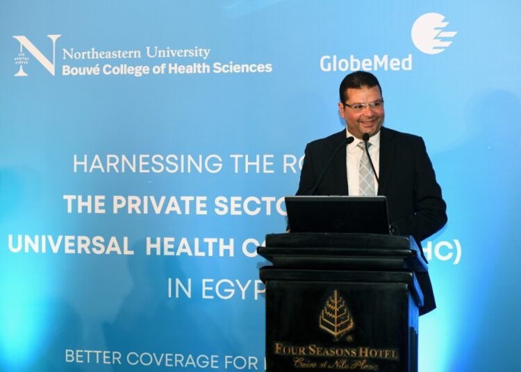 Deputy Minister of  Finance, Ehab Abou Aish, during his speech in the launching event.