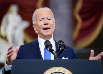 Biden warns of US peril from Trump’s ‘dagger’ at democracy