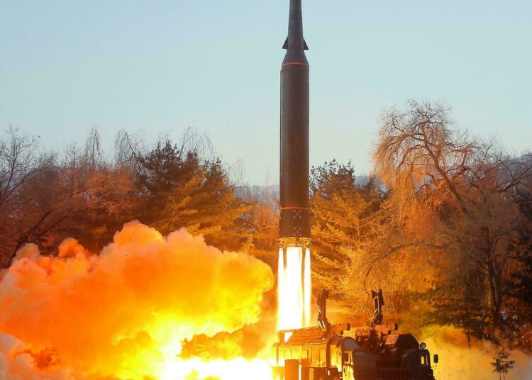 The UN Security Council will hold a meeting to address North Korea's second trial launch of a hypersonic missile -- seen here in a photo released by North Korea's official Korean Central News Agency.