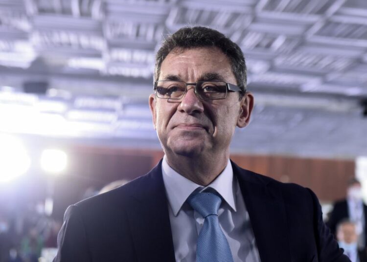 FILE - Pfizer CEO Albert Bourla attends a ceremony in the northern city of Thessaloniki, Greece, Oct. 12, 2021. The Genesis Prize Foundation said, Wednesday, Jan. 19, 2022 it was recognizing Bourla, whose company developed one of the world's leading coronavirus vaccines, for his leadership, determination and "willingness to assume great risks." The $1 million prize honors an individual for professional achievement, contribution to humanity and commitment to Jewish values.