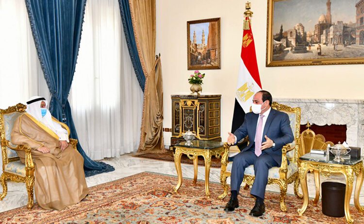 President Sisi receiving Kuwaiti Ambassador in Cairo Mohamed Saleh Al-Thuwaikh on Sunday.