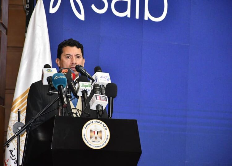 Minister of Youth and Sports Ashraf Sobhy during a press conference on Saturday.