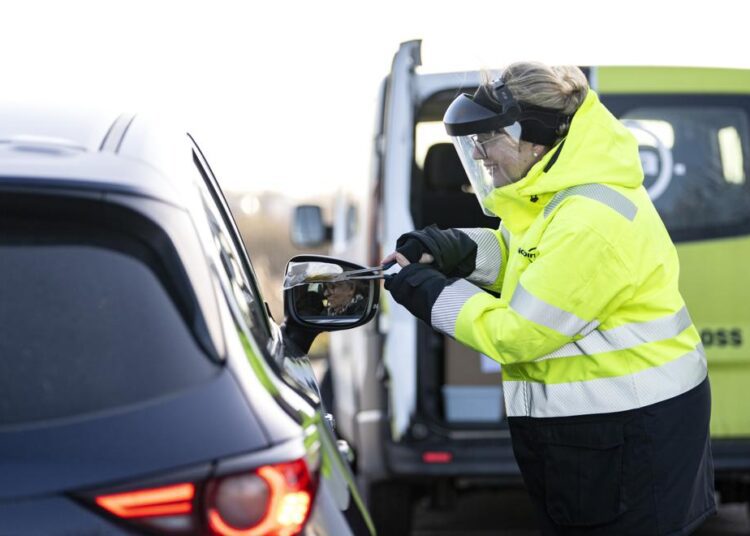 A member of staff collects a COVID-19 PCR test, at the Covid testing site of Svagertorp, Malmoe, Sweden, Tuesday, Feb. 8, 2022. Starting Wednesday, Sweden ends the wide-scale testing for COVID-19 even among people showing symptoms of coronavirus infection, a move that puts the Scandinavian nation at odds with most of Europe but could become the norm as the costs of testing yields fewer benefits as the omicron variant proves milder and governments begin to consider treating covid-19 as other endemic illnesses.