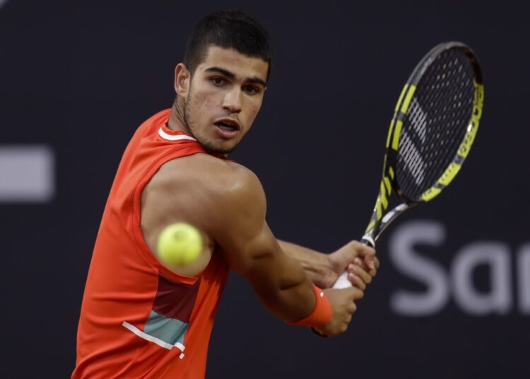 Spain’s Alcaraz grabs Rio Open 1 - Egyptian Gazette Carlos Alcaraz of Spain returns the ball to Diego Schwartzman of Argentina, during the final match of the Rio Open in Rio de Janeiro, Brazil.