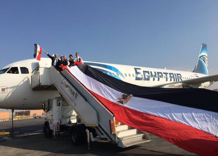 Two EgyptAir flights carrying 600 football fans left Cairo Airport on Thursday for Yaounde.