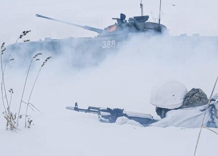 NATO chief wary of Russian troop buildup in Belarus 1 - Egyptian Gazette In this photo taken from video and released by the Russian Defense Ministry Press Service yesterday Russian soldiers attending a military training at the Yurginsky training ground in the Kemerovo region, Russia. The Russian military has launched a series of drills across the country amid the tensions with the West over Ukraine.