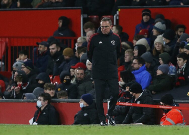 Manchester United interim manager Ralf Rangnick during the match against Middlesbrough February 5, 2022.