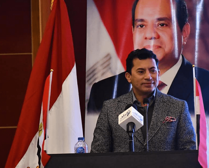 Minister of Youth and Sports Ashraf Sobhi during his speech to the Fourth National Conference of the Council of Egyptian Tribes and Clans.