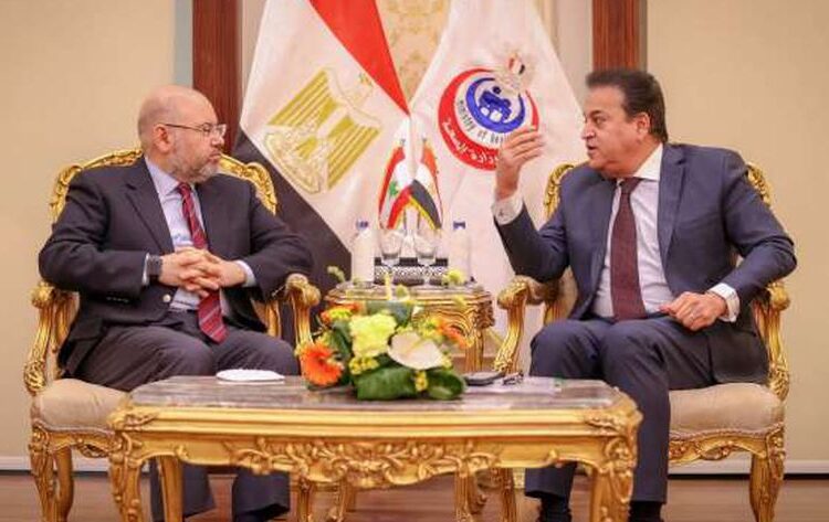 Higher Education Minister and Acting Health Minister Khaled Abdel Ghaffar met with Lebanese Health Minister Firass Abiad.