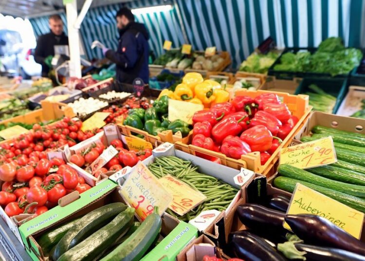 Vegetables are offered on a farmer's market during the outbreak of coronavirus disease (COVID-19) in Hamburg, Germany, March 17, 2020.