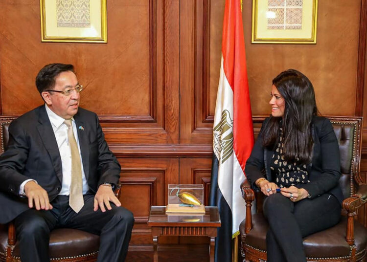 Cairo, Nur-Sultan discuss economic co-operation 1 - Egyptian Gazette Minister el-Mashat (R) during her meeting with Ambassador Sharif (L) in Cairo on Wednesday.