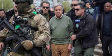 Russia strikes Kyiv during UN chief’s visit as Moscow presses offensive