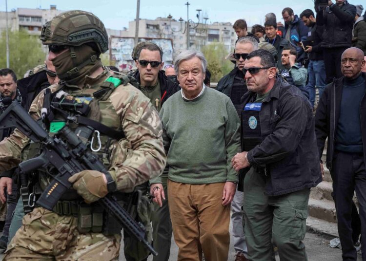 UN Secretary-General Antonio Guterres visited the town of Borodianka outside Kyiv.