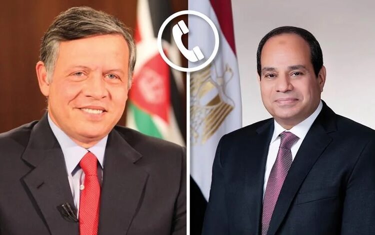 President Abdel Fattah El-Sisi spoke by phone with King of the Hashemite Kingdom of Jordan, His Majesty King Abdullah II bin Al-Hussein.