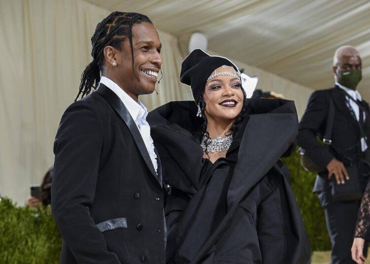 A$AP Rocky (L) and Rihanna attend The Metropolitan Museum of Art's Costume Institute benefit gala celebrating the opening of the an exhibition in New York on Sept. 13, 2021.