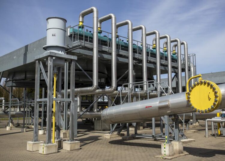 A file photo showing a view of hardware of the Jauniunai Gas Compressor station, near Vilnius, Lithuania, ON May 5, 2022. Europeans are basking in the warmth of spring, but their governments are in a race against winter.