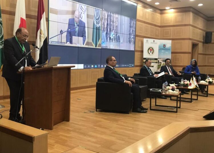 EJUST President Ahmed el-Gohary addressing the First Arab Conference on intellectual property, held on 22-23May, with more than 120 participants and 180 students from eight Arab countries, Japan, and Chile.