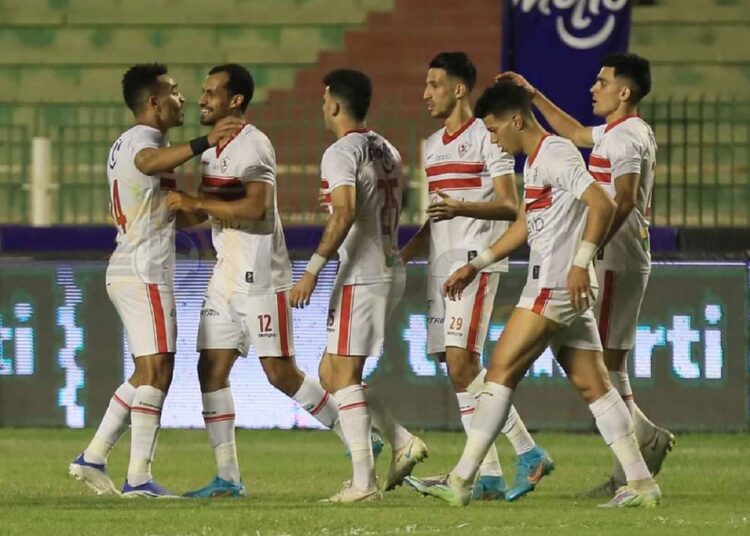 Zamalek reaches Egypt’s Cup Final 1 - Egyptian Gazette Zamalek’s players celebrating after scoring the winner goal against Aswan at Arab Contractors Stadium.