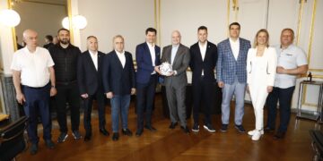 FIFA President Gianni Infantino receives President of Lithuanian Football Federation